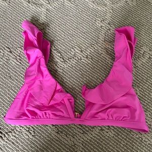 Trina Turk Hot Pink Ruffle Triangle  Swimtop